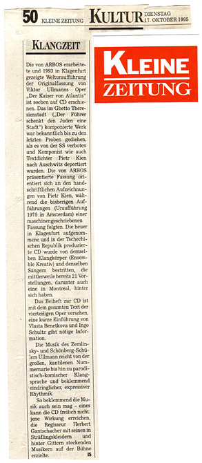 Der Kaiser von Atlantis - CD - A - Kleine Zeitung