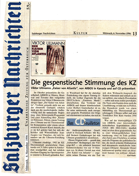 Der Kaiser von Atlantis - CD - A - Salzburger Nachrichten