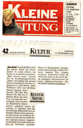The Men Who Mistook His Wife For A Hat - Klagenfurt - Kleine Zeitung