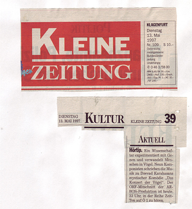 Das Konzert der Vögel - ORF Ã–1 - Kleine Zeitung