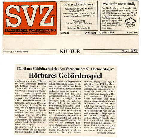 Am Vorabend des 50 Hochzeitstages - Salzburg - SVZ