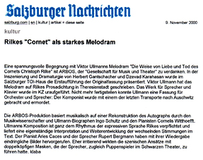 Die Weise von Liebe und Tod des Cornets Christoph Rilke - Salzburg SN