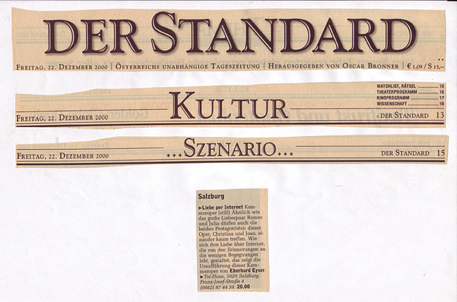 Es hat am Vorabend geregnet -Internetkammeroper - Der Standard
