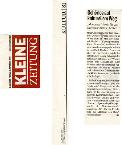 DaDa in den Strassenbahnen 1 u 2 - Maecenas - Kleine zeitung