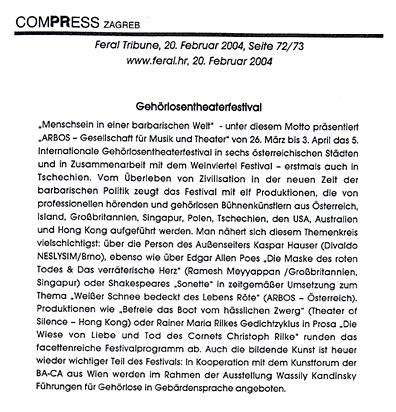 5 Europäisches und Internationales Gehörlosentheaterfestival - Kroatien - Feral 2