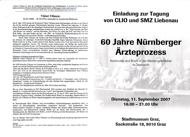Krieg ist daDa -Viktor Ullmann - Graz 60 Jahre NÃ¼rnberger Ã„rztepropzess