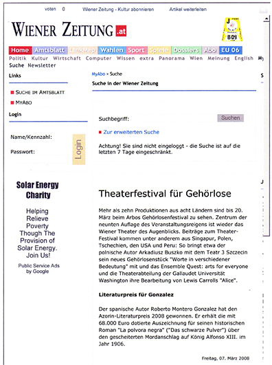 9 Europäisches und Internationales Gehörlosentheaterfestival - WZ Internet