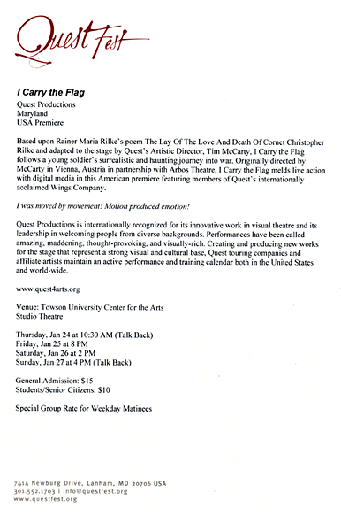 Die Weise von Liebe und Tod des Cornets Rilke - I Carried the Flag - Baltimore - Quest 1 1